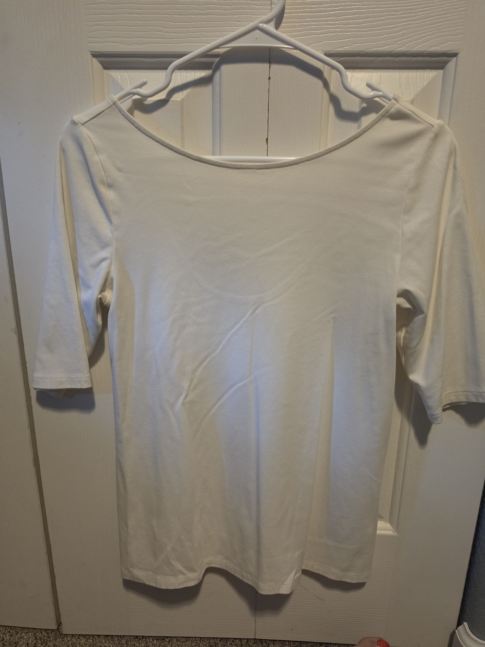 Old Navy Women's White Boatneck Elbow-Sleeve Top